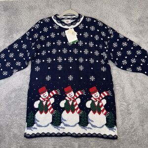 Vintage Nutcracker Ugly Christmas Sweater Snowman Sz Med Deadstock Holiday
